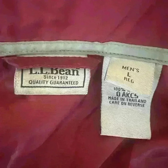 LL BEAN STOWAWAY NYLON  FULL ZIP  O AKC5 HOODED RAIN JACKET MENS  L - Picture 4 of 7